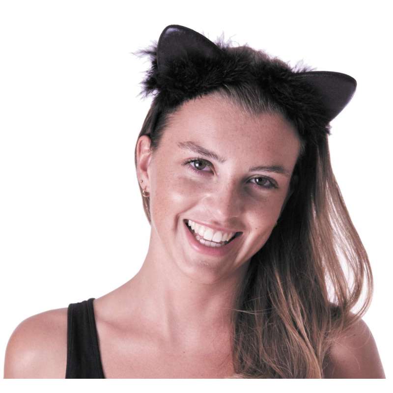 Fita de Cabelo Preto com Marabou a preço grossista - tiara a preço grossista