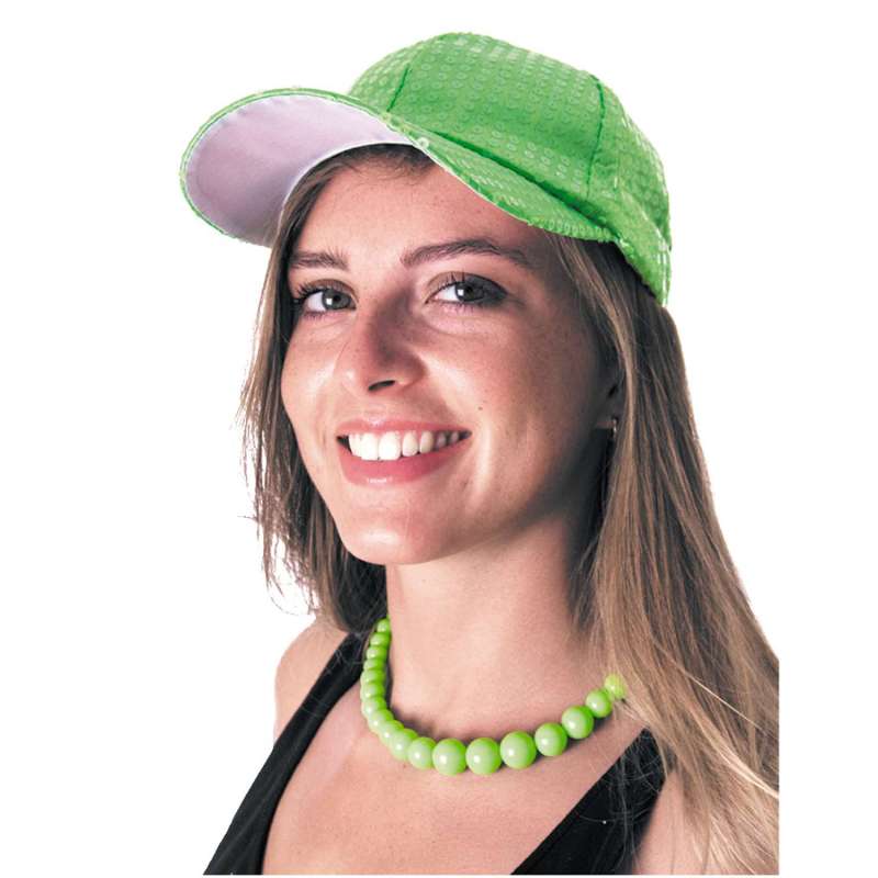 Gorra de lentejuelas neón verde con velcro - Gorra a precios de mayorista