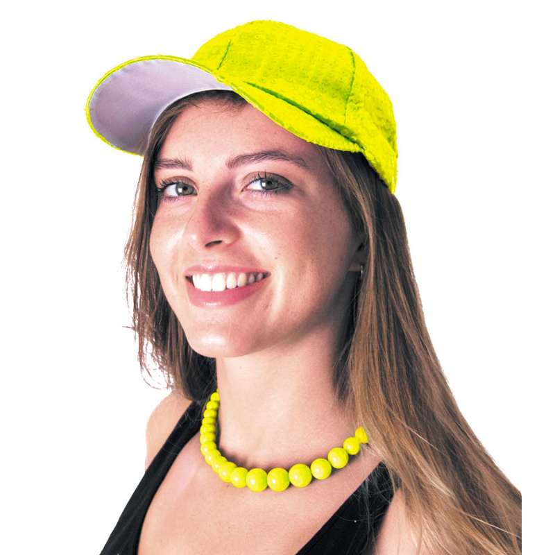 Cappellino Sequin Neon Giallo con Velcro a prezzi all'ingrosso - Cappellino a prezzi all'ingrosso