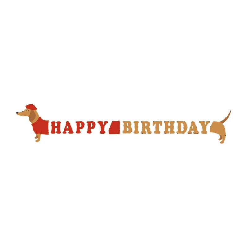 Teckel Happy Birthday Guirlande 2M til engrospris - guirlande til engrospris