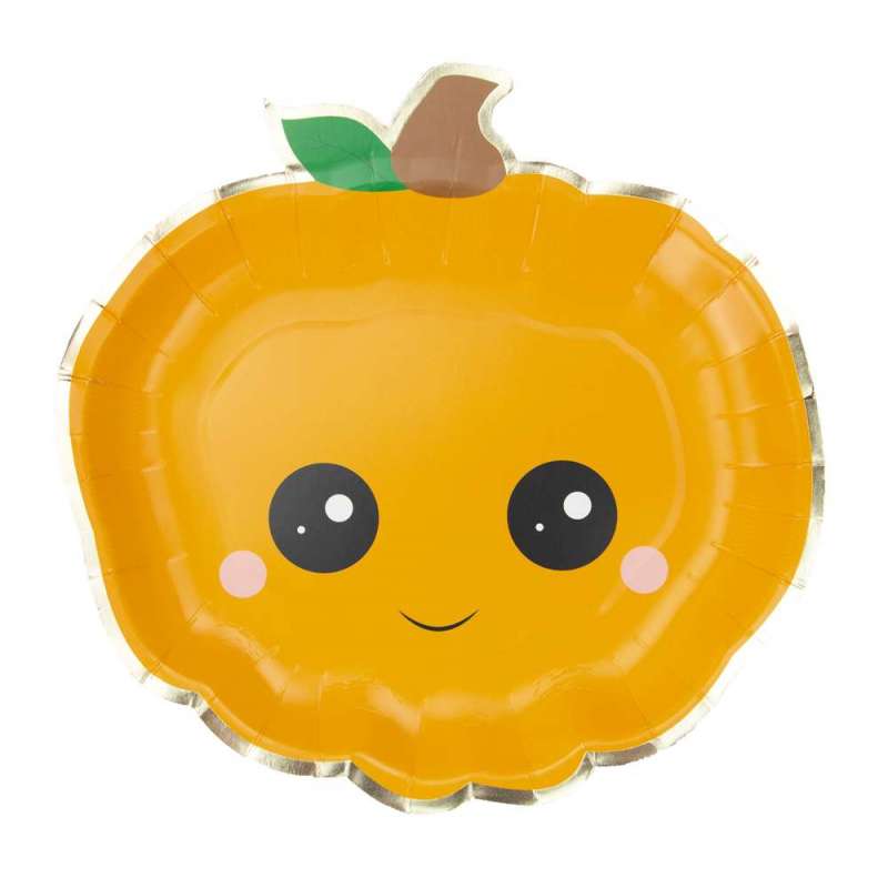 Pratos de Abóbora Halloween 23x21.5cm - 8 Unidades a preço grossista - decoração de Halloween a preço grossista