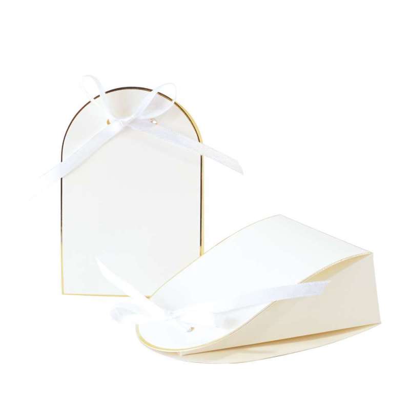 8 Stk Hvide og Gyldne Små Bokse 12x8x4 cm til engrospris - papirpose til engrospris