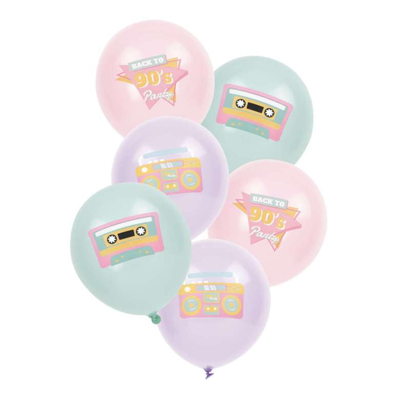 Palloni Pastello 90's Party 28cm X 6 - pallone di gomma a prezzi all'ingrosso Palloni Pastello 90's Party 28cm X 6 - pallone di gomma a prezzi all'ingrosso