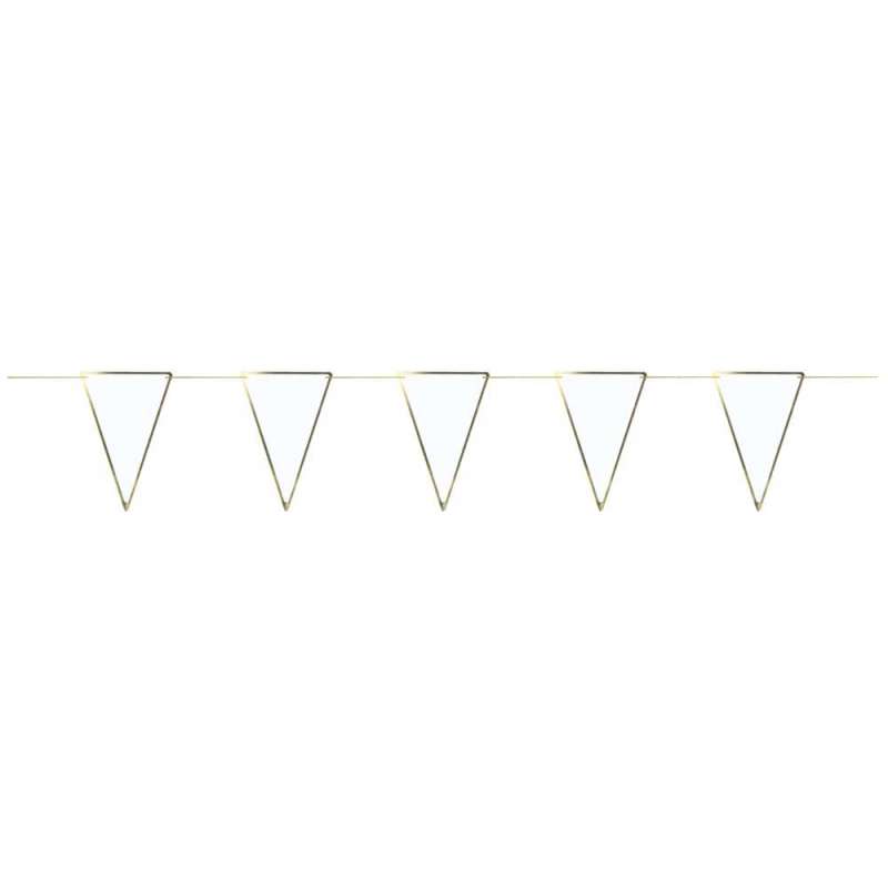 WHITE AND GOLD PENNANT GARLAND 3M - garland at wholesale prices