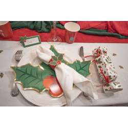 Lot De 20 Ronds De Serviette De Noël - Baies De Houx & Pommes De Pin - Décoration De Table Festive (Diam. 8 Cm)