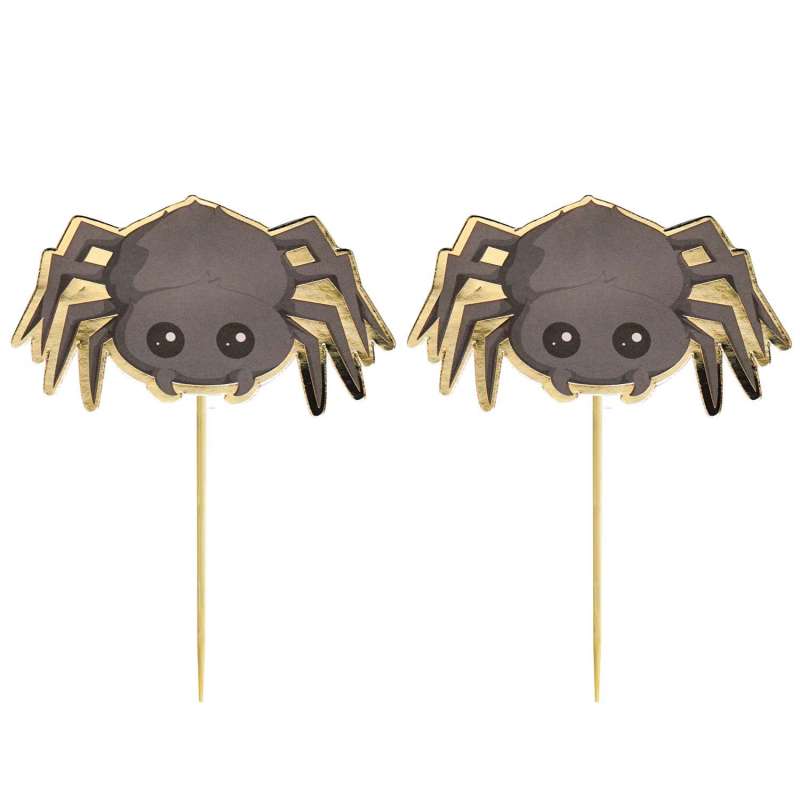 Picas de cóctel araña 10 cm x 10 unidades a precios de mayorista - decoración de Halloween a precios de mayorista
