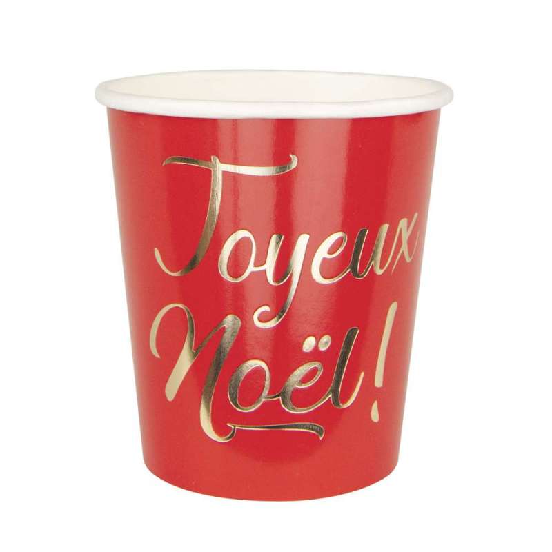 Rode en gouden 200ml gobeletset - 8 stuks - Kerstaccessoire tegen groothandelsprijzen