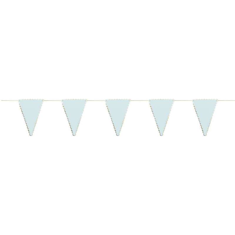 Guirlanda de Fanions Azul Pastel e Ouro 3m - guirlanda a preço grossista