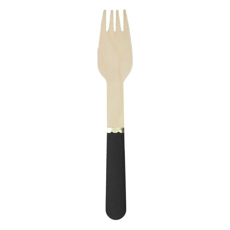 SMALL BLACK WOODEN FORKS X 8 - Halloween decoration at wholesale prices