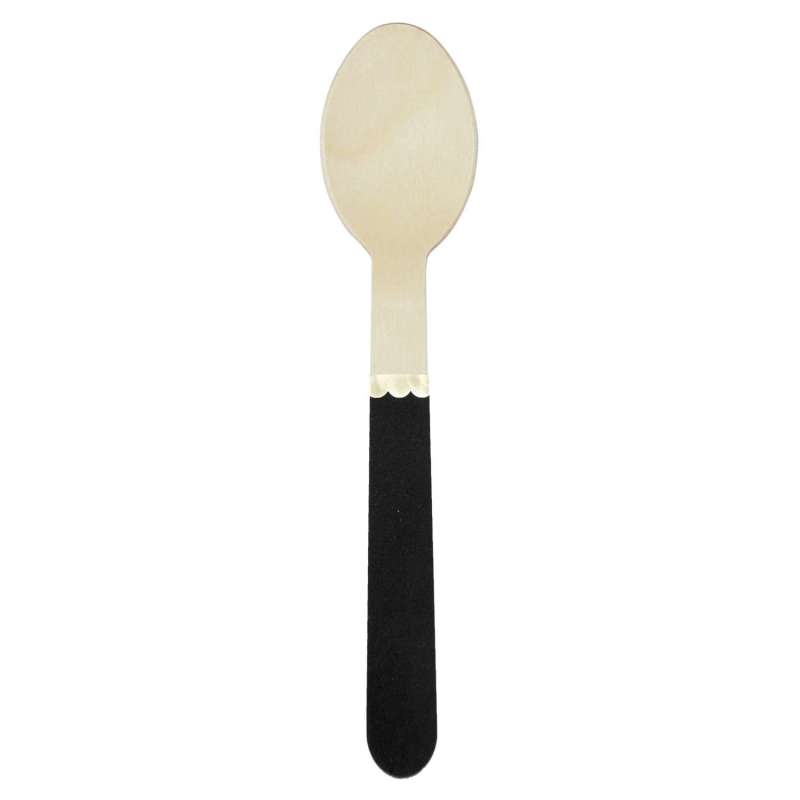 SMALL BLACK WOODEN SPOONS X 8 - Halloween decoration at wholesale prices