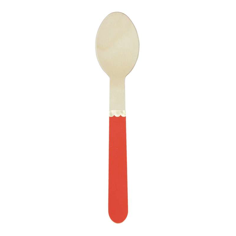 RED AND GOLD WOODEN SPOONS X 8 - Wooden spoon at wholesale prices
