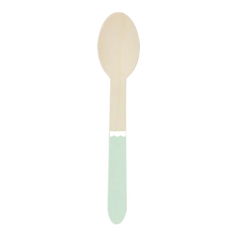 PASTEL GREEN WOODEN SPOONS X 8 - Wooden spoon at wholesale prices