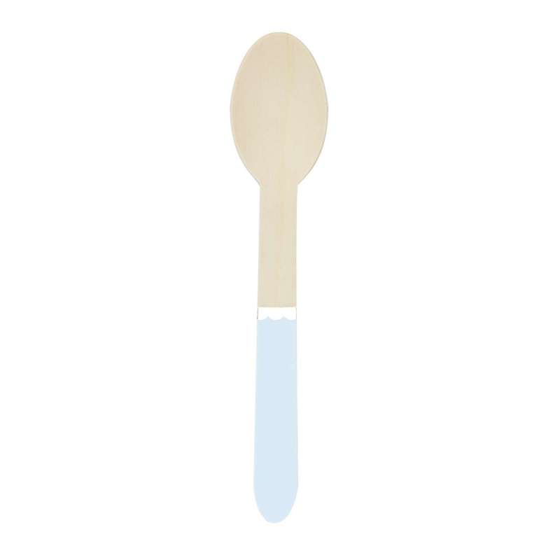 PASTEL BLUE WOODEN SPOONS X 8 - Wooden spoon at wholesale prices