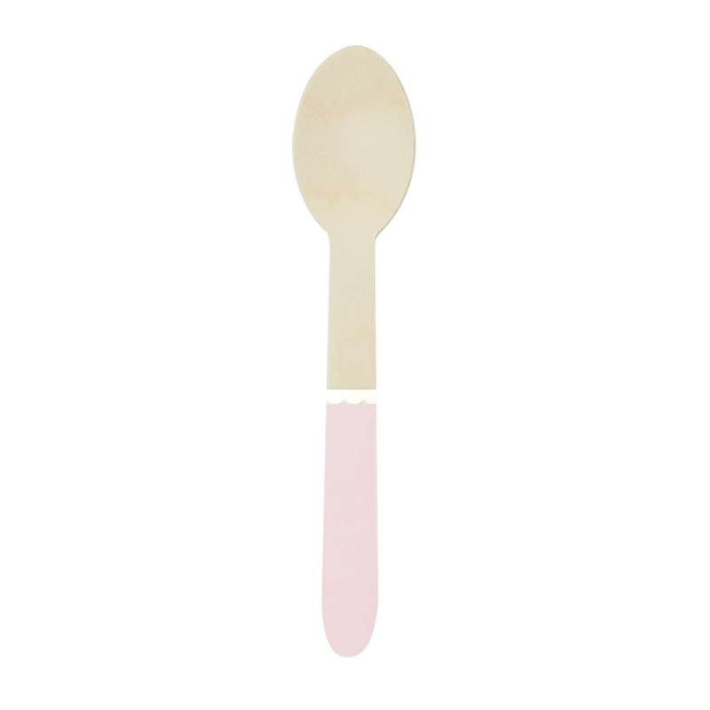PASTEL PINK WOODEN SPOONS X 8 - Wooden spoon at wholesale prices