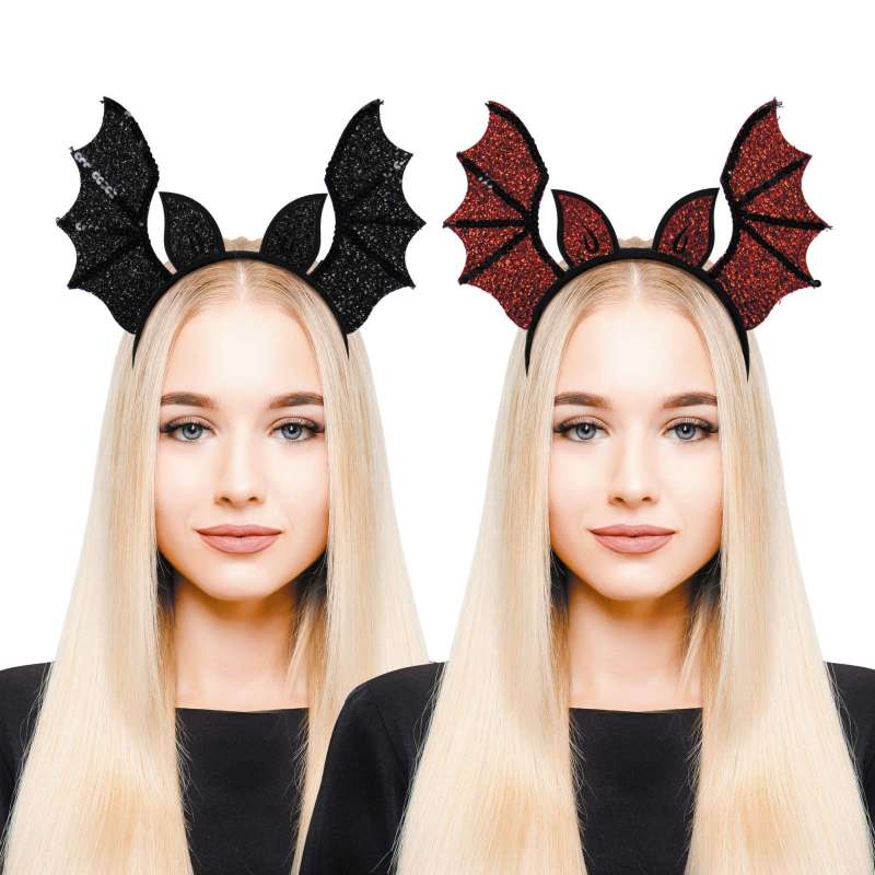 Diadema de murciélago con lentejuelas  adulto - diadema a precios de mayorista