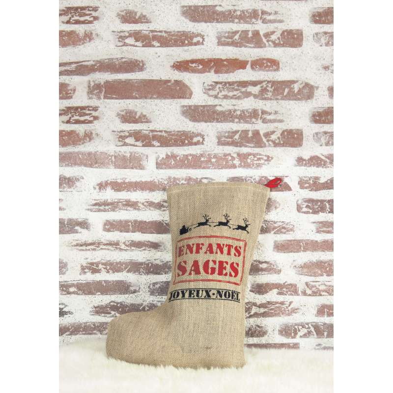 Weihnachtsstrumpf 56cm aus Jute mit Aufhängung zu Großhandelspreisen - Weihnachtsaccessoire zu Großhandelspreisen Weihnachtsstrumpf 56cm aus Jute mit Aufhängung zu Großhandelspreisen - Weihnachtsaccessoire zu Großhandelspreisen