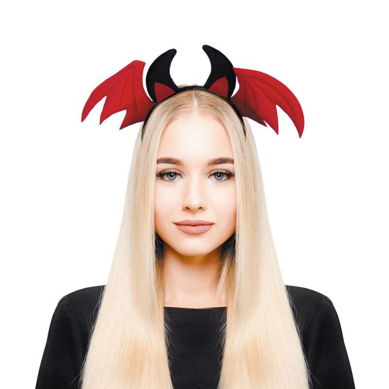 Diadema Diabo Preto e Vermelho a preço grossista - tiara a preço grossista