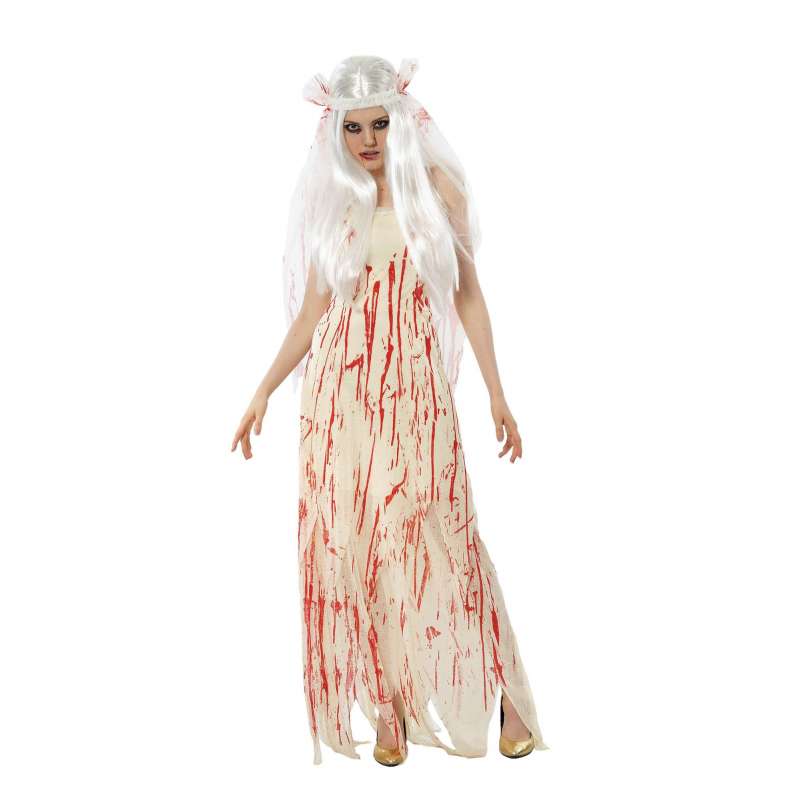 Bloedige Bruidsjurk met Hoofdband - Verkleedkostuum tegen groothandelsprijzen