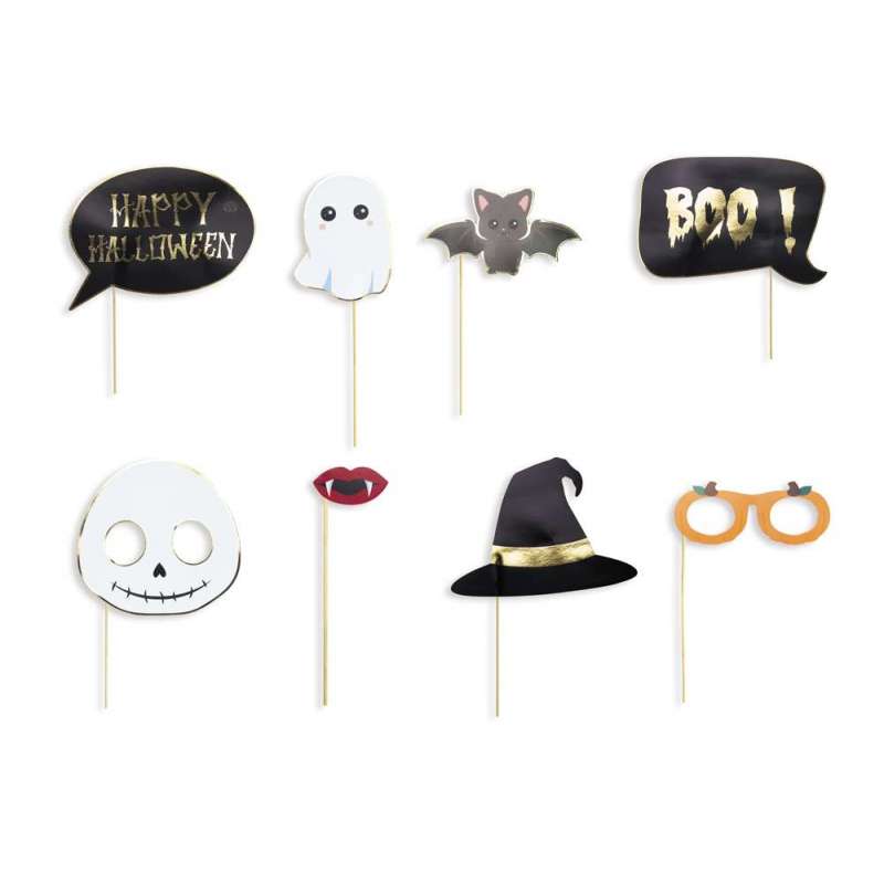 Photobooth Halloween Doce 8 Peças 18cm - decoração de Halloween a preço grossista