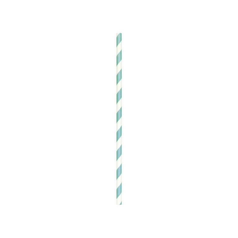 SET 10 PAILLES VERT MENTHE RAYURES BLANCHES à prix de gros - paille à prix grossiste