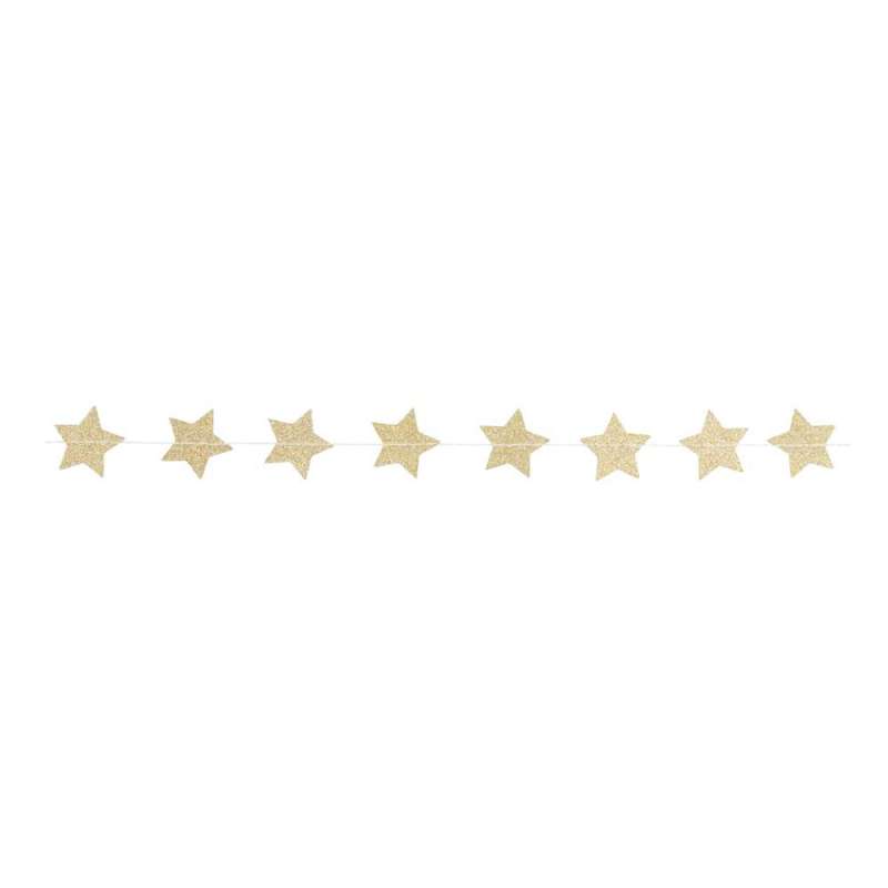 2.50M GLITTERY GOLD STAR GARLAND - garland at wholesale prices