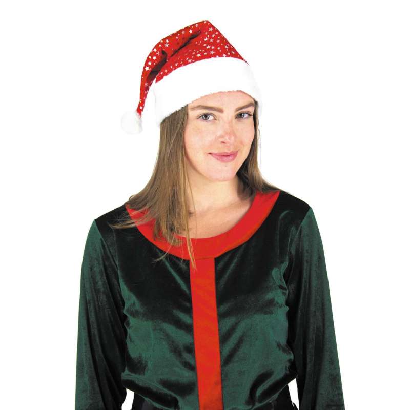 Cappello di Babbo Natale 39cm Velluto Stellato - Accessorio di Natale a prezzi all'ingrosso