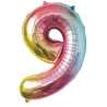 BALLON MYLAR CHIFFRE 9 IRISE PASTEL 86CM - ballon mylar à prix grossiste