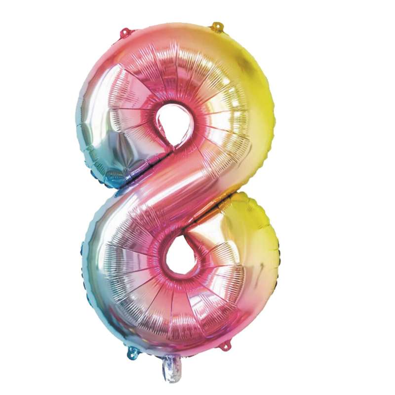 Iriserende pastel mylar ballon 86 cm nummer 8 til engrospris - mylar ballon til engrospris