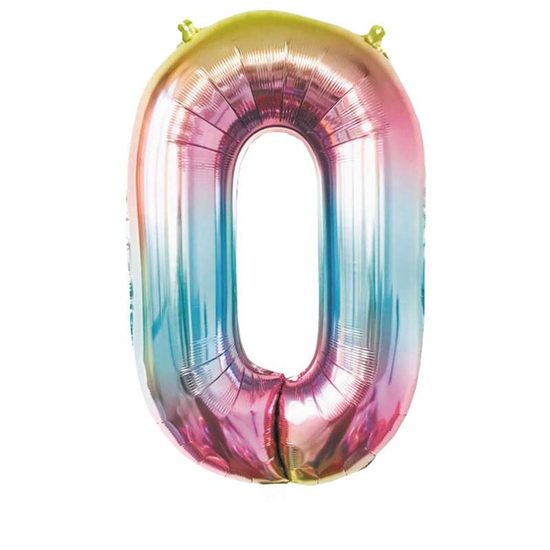 BALLON MYLAR CHIFFRE 0 IRISE PASTEL 86CM - ballon mylar à prix de gros