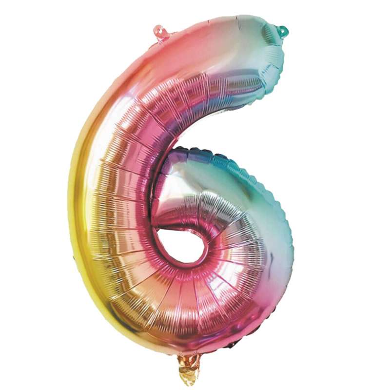BALLON MYLAR CHIFFRE 6 IRISE PASTEL 36CM - ballon mylar à prix de gros
