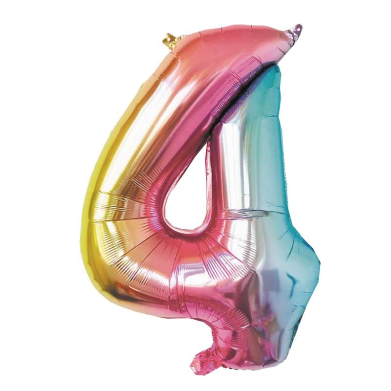 Pastel Iriserende Mylar Tal 4 - 36CM - mylar ballon til engrospris