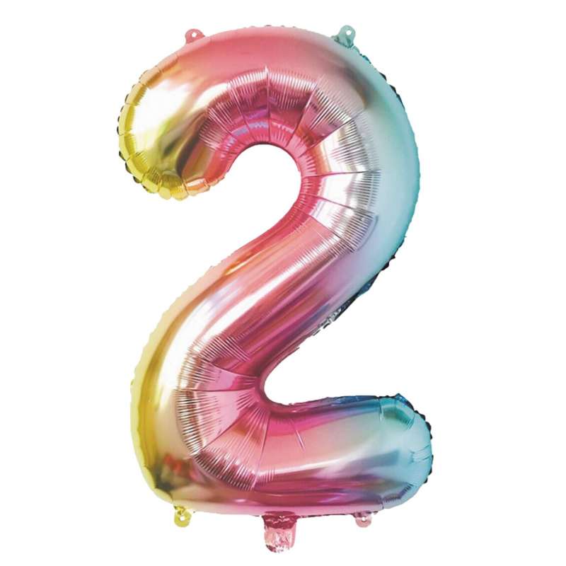 Pastel Iriseret Mylar Tal 2 36CM - mylar ballon til engrospris