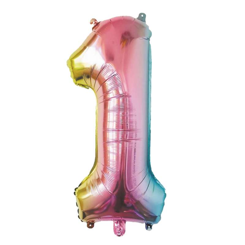 BALLON MYLAR CHIFFRE 1 IRISE PASTEL 36CM - ballon mylar à prix grossiste