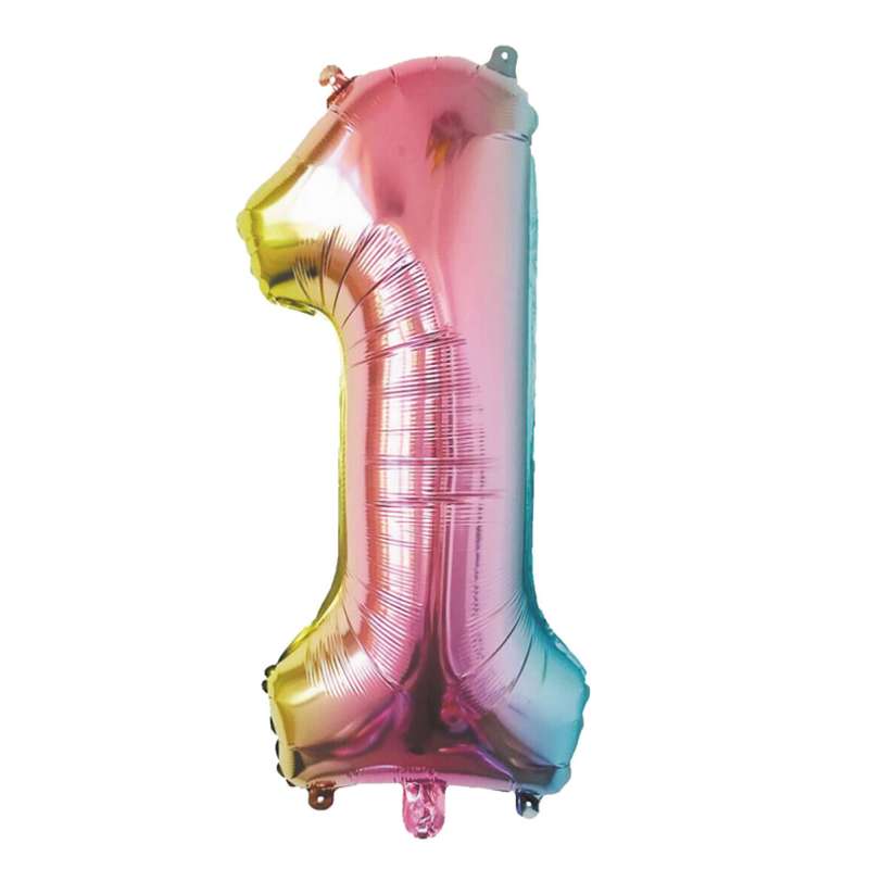 MYLAR BALLOON FIGURE 1 IRIDESCENT PASTEL 36CM - mylar balloon at wholesale prices