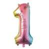 Pastel Iriseret Mylar Tal 1 - 36 cm - mylar ballon til engrospris