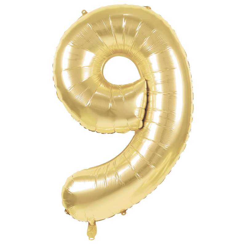 BALLON MYLAR CHIFFRE 9 OR 86CM - ballon mylar à prix grossiste