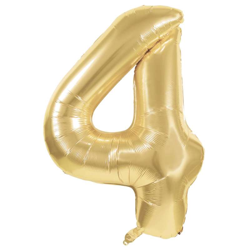 Guld Mylar Ballon Nummer 4 - 86 cm til engrospris - mylar ballon til engrospris