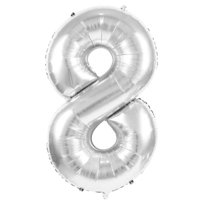 MYLAR BALL FIGURE 8 SILVER 86CM - mylar balloon at wholesale prices