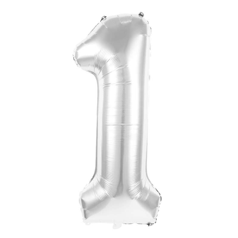 MYLAR BALL FIGURE 1 SILVER 86CM - mylar balloon at wholesale prices