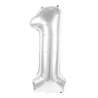 MYLAR BALL FIGURE 1 SILVER 86CM - mylar balloon at wholesale prices