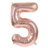 Roze Gouden Mylar Cijfer 5 Ballon 86cm - mylar ballon tegen groothandelsprijzen