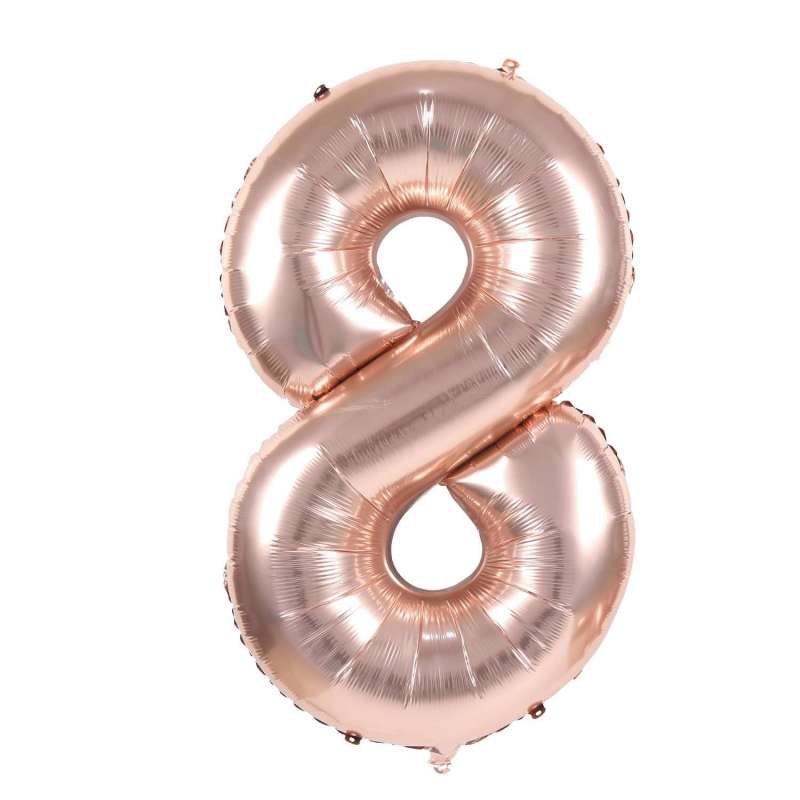Mylar Zahl 8 Ballon 36cm Roségold - Mylar-Ballon zu Großhandelspreisen
