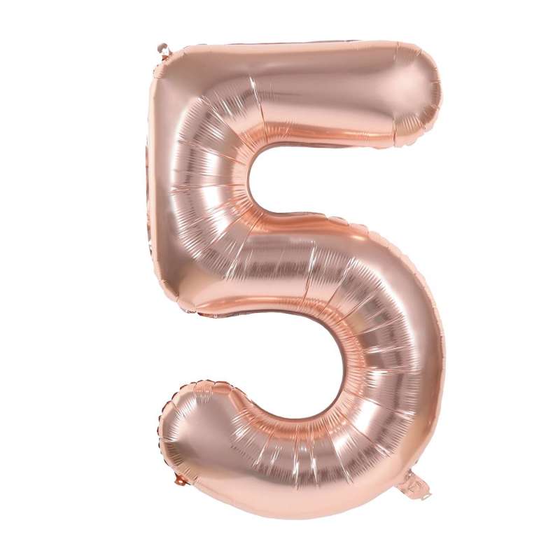 36CM Rose Gold Mylar Tal 5 Ballon til engrospris - mylar ballon til engrospris