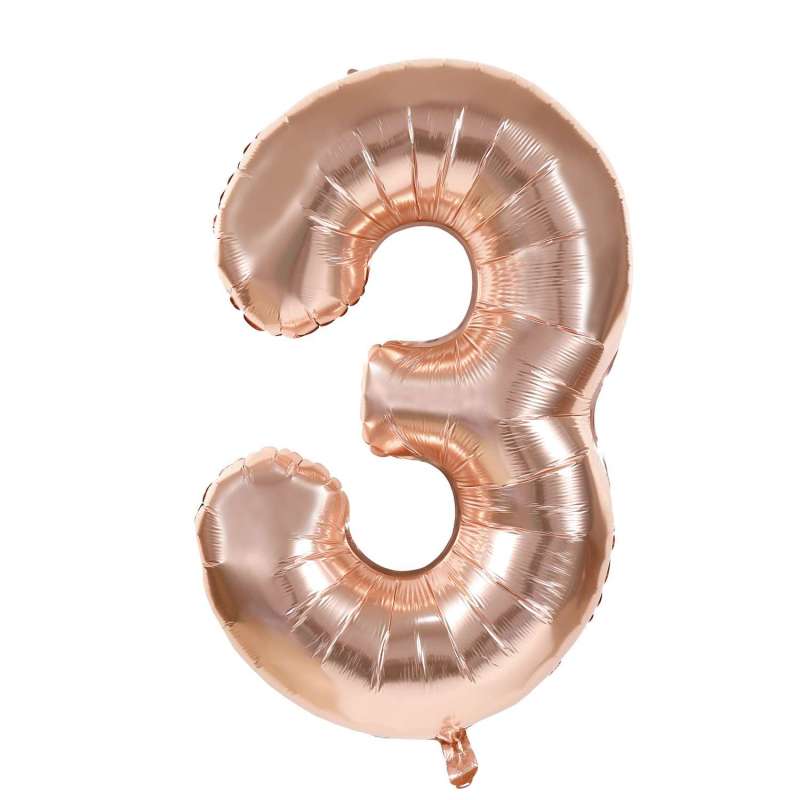 MYLAR BALL FIGURE 3 ROSE GOLD 36CM - mylar balloon at wholesale prices