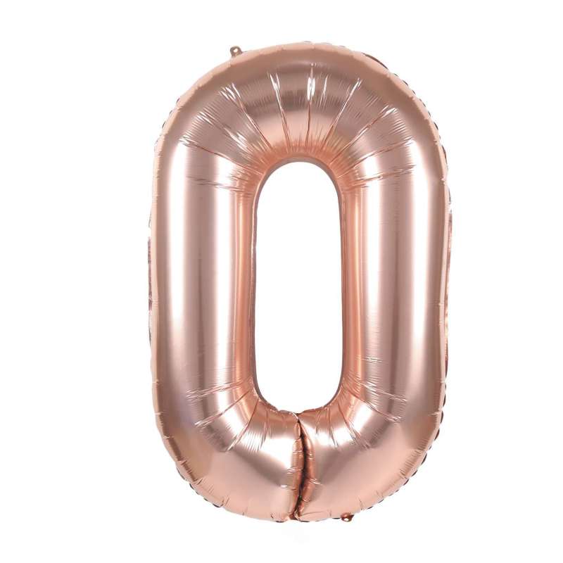 BALLON MYLAR CHIFFRE 0 ROSE GOLD 36CM - ballon mylar à prix de gros