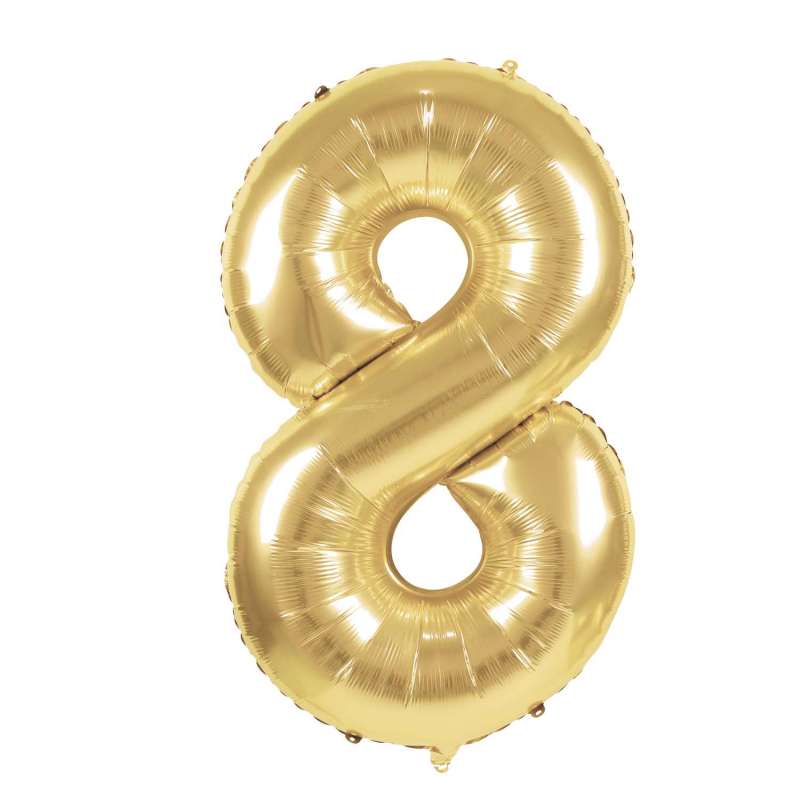 Globo Mylar Número 8 Dorado 36cm - globo mylar a precios de mayorista