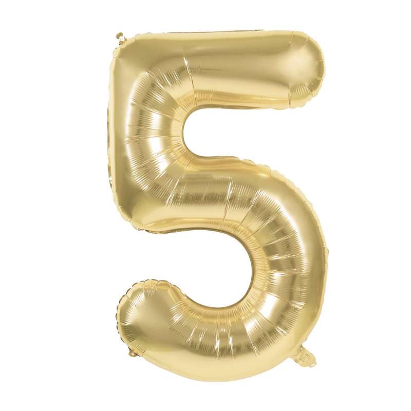 MYLAR BALL NUMBER 5 GOLD 36CM - mylar balloon at wholesale prices