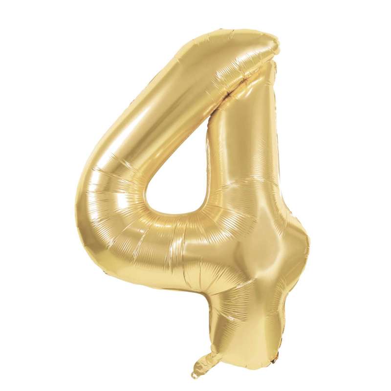 MYLAR BALL NUMBER 4 GOLD 36CM - mylar balloon at wholesale prices