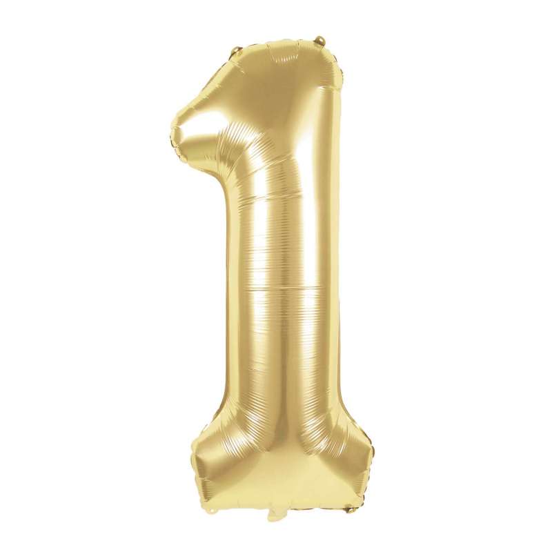 Guld Mylar Ballon Nummer 1 36cm - mylar ballon til engrospris