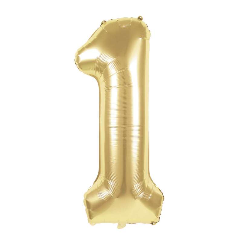 MYLAR BALL NUMBER 1 GOLD 36CM - mylar balloon at wholesale prices
